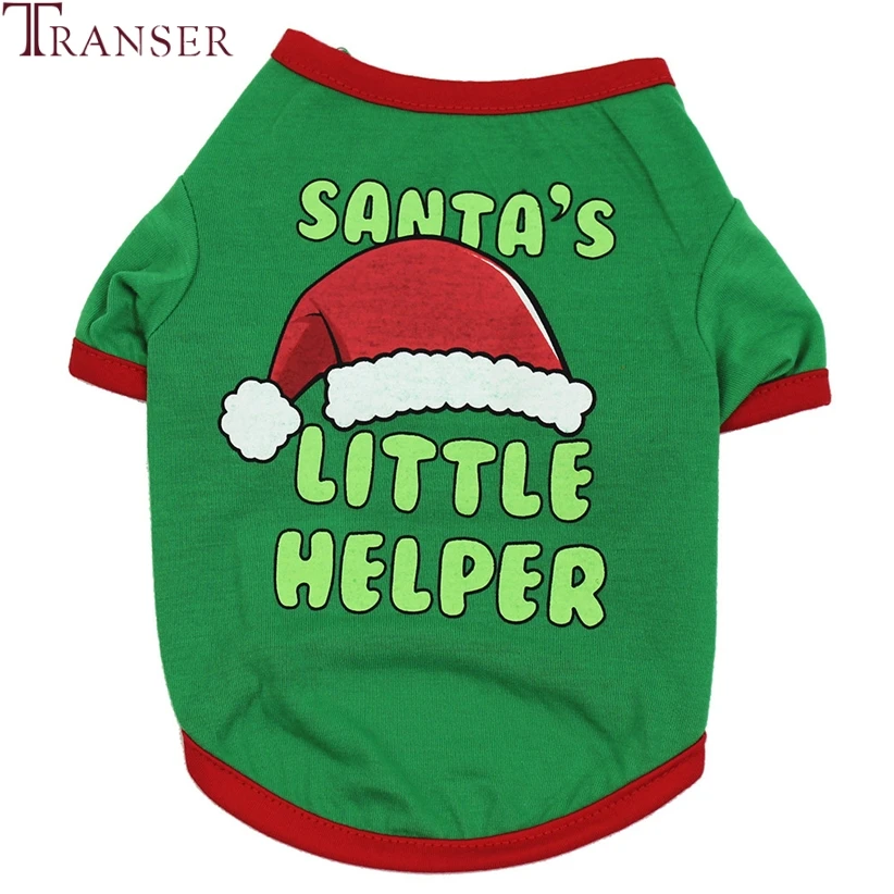 Transer SANTA'S маленький помощник зеленая одежда для собак Рождественская футболка