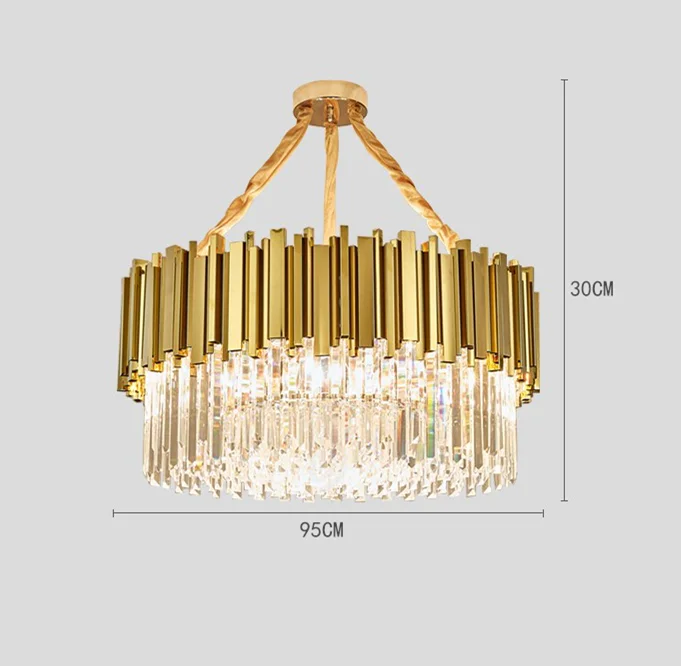 D92cm 15 light Роскошный позолоченный металлический блеск K9 хрустальные светодиодные подвесные светильники E14 люминесцентные светильники для столовой прямая подвеска осветительные приборы - Цвет корпуса: D92cm 15 light