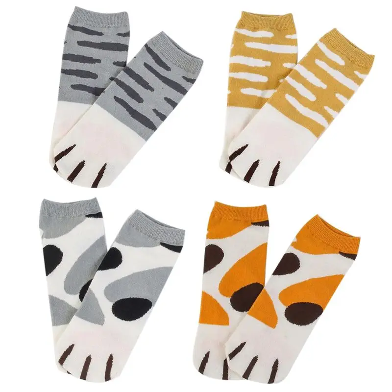 4 пары коротких носков для девочек милые короткие хлопковые чулки с принтом кота