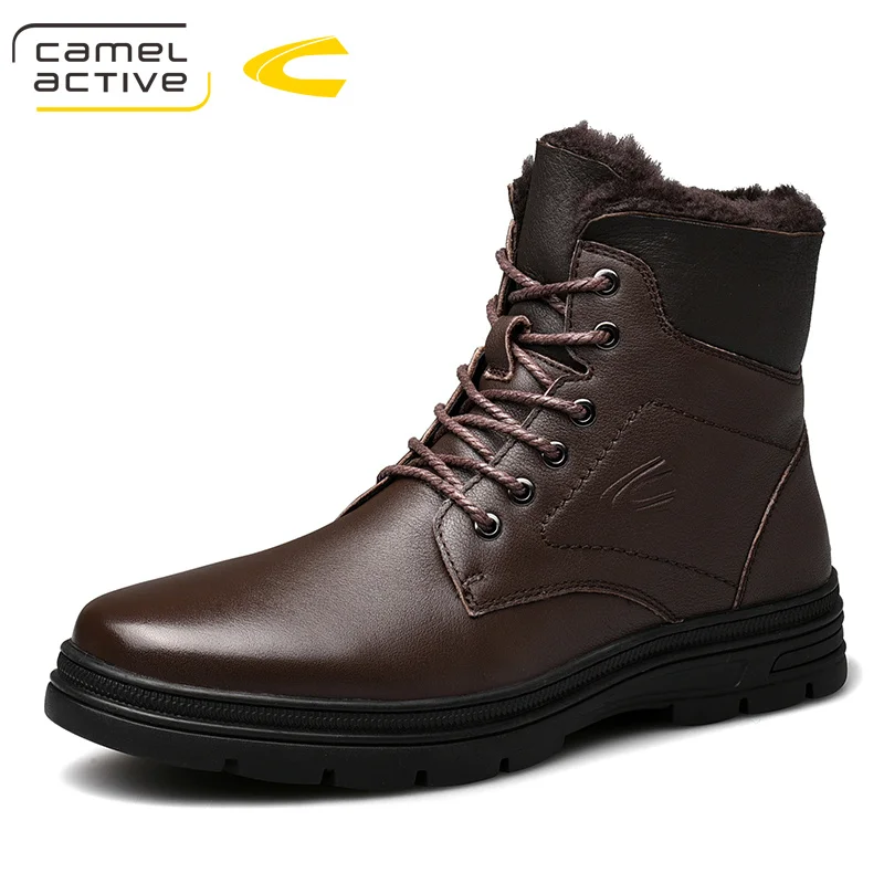 Camel Active/Новинка; зимние мужские ботинки из натуральной кожи; теплые Качественные ботильоны; деловая обувь; рабочие мужские ботинки «Челси» - Цвет: Коричневый
