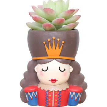 

Resin Nutcracker Flower Pots Mini Planters Fairy Garden Succulent Plants Flower Vase Desktop Bonsai Home Decoration Gifts Crafts
