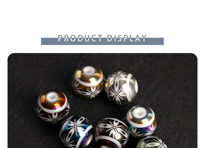 20pcs Round Porcelain Beads With High Quality Cruciate Flower Patterned Beads For DIY Making Bracelet Necklace Jewelry