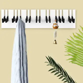 

Wood Black White Piano Keyboard Hanging Hook Coat Clothes Bag Rack Hanger with Screws and No Trace Nails Fashion Wall Shelf