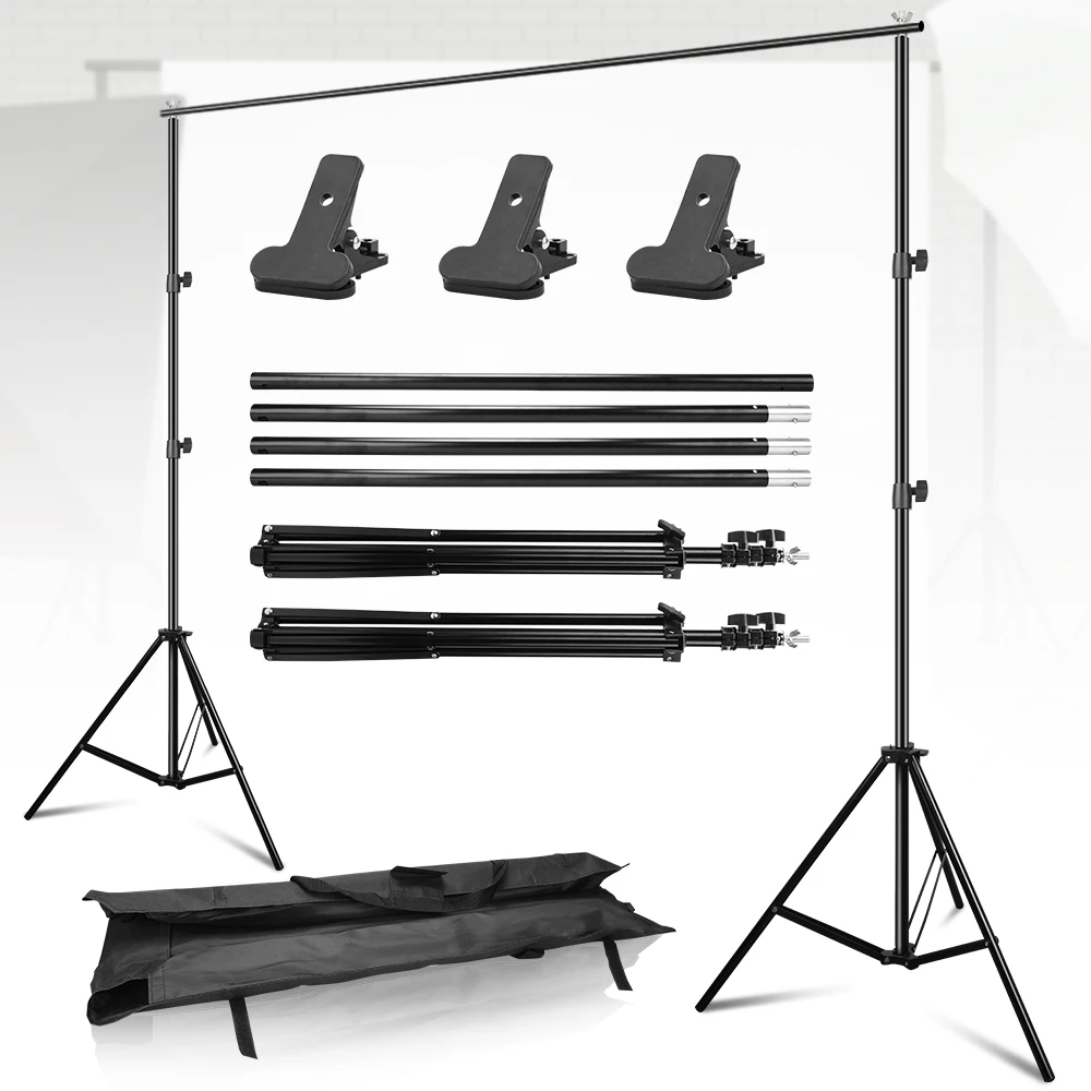 

2x3M Photo Video Studio Backdrop Stand Photography Muslin Background Cloth Picture Canvas Frame Support System Carrying Case