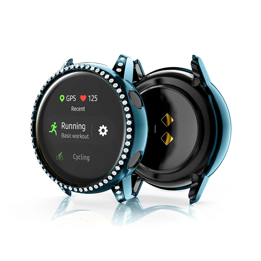 PC Protective Case for Samsung Galaxy Watch Active Anti-Scratch HD Full Screen Protection Watch Cover with Zirconum Drill