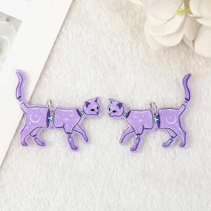 10Pcs Pastel Goth Snake Cat Skull Charms Cute Creative Acrylic Pendant For  Earring Necklace Diy Making