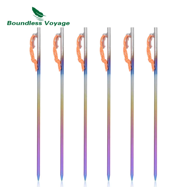 Boundless Voyage Titanium Tent Pegs Camping Nails Heavy Duty Tent Stakes Pins Hard Ground Accessories 20cm/24cm/30cm/35cm/40cm Ti4013P40L 40cm 6pcs