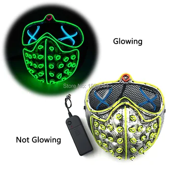 

Dropship High-grade Halloween Glowing Party Favors LED Light up Party Mask Half Face Mask Halloween Scary Mask with 3V Driver