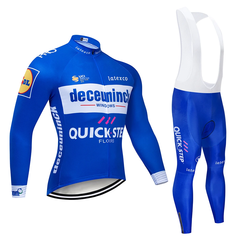 

2019 Pro Team QUICK STEP Cycling Jersey 9D Bib Set Belgium Bike Clothing Mens Winter Thermal Fleece Bicycle Clothes Cycling Wear