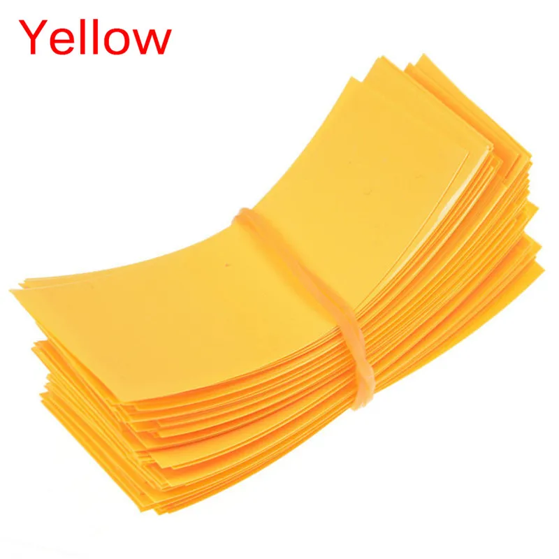 yellow 100 шт литий-ионная ПВХ термоусадочная трубка 18650 оболочка для батареек предрезной Размер 72*18,5 мм батарея пленка лента Крышка батарейного отсека 8 цветов выбор - Цвет: yellow