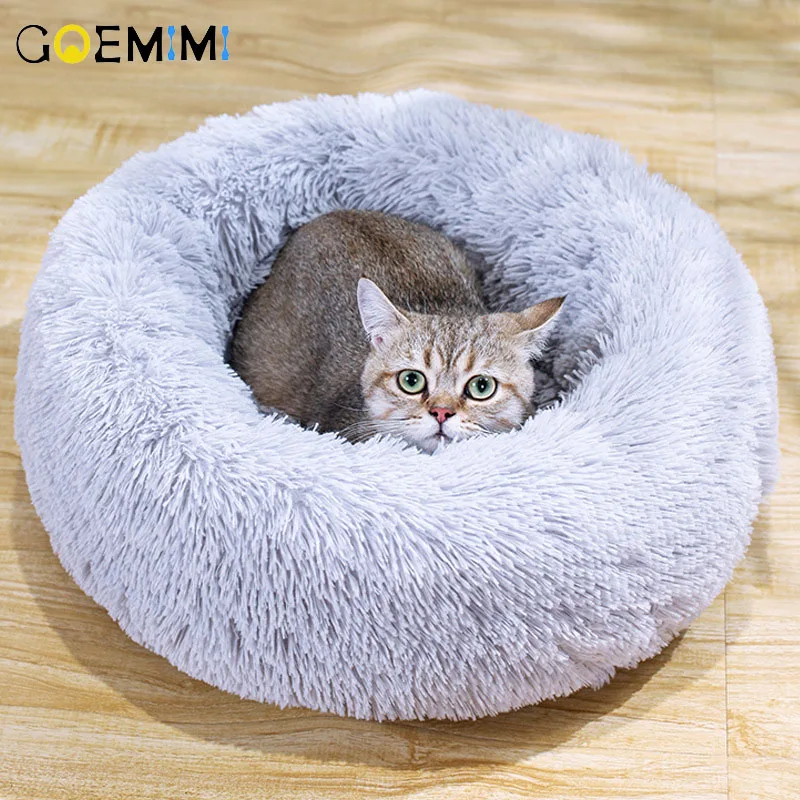 Warm Fleece Dog Cat Bed Round font b Pet b font Lounger Cushion For Small Medium