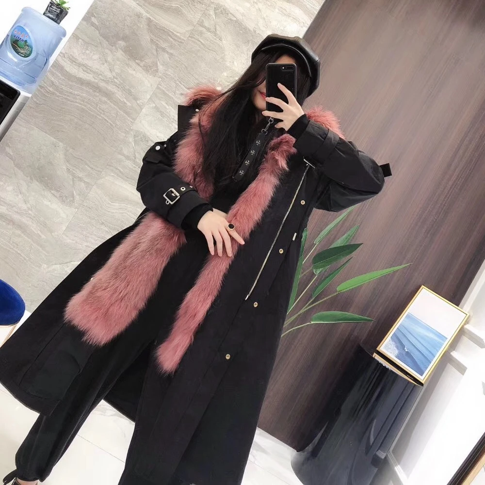 OFTBUY пальто с натуральным мехом, зимняя куртка для женщин, Толстая теплая парка с воротником из натурального Лисьего меха, верхняя одежда, Корейская уличная одежда, новинка