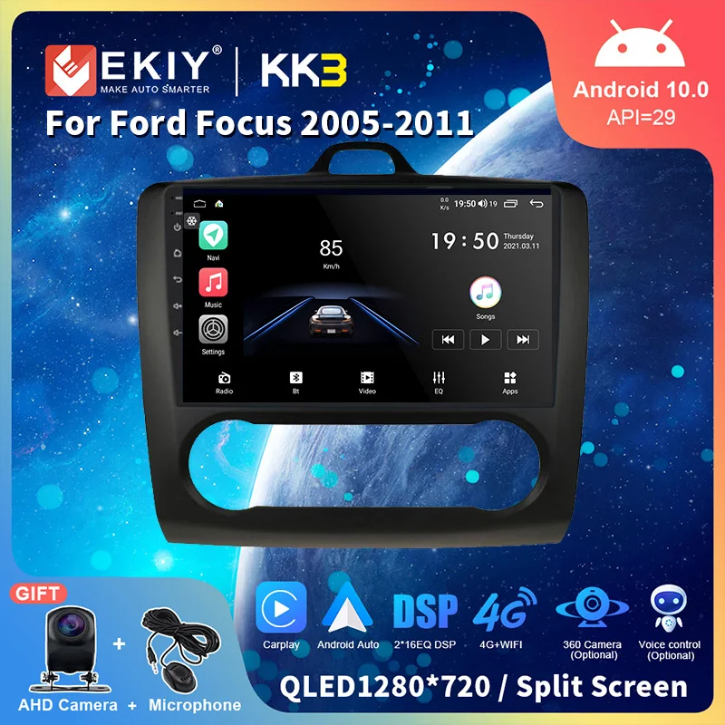 Автомагнитола EKIY QLED DSP Android 10 для Ford Focus 2005-2011GPS Navi мультимедийный видеоплеер
