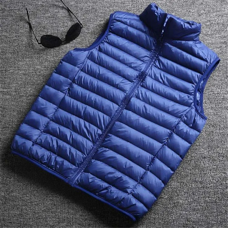 Men New Sleeveless Jacket Winter Ultralight White Duck Down Vest Jacket Casual Portable Waistcoat Male Stand Collar Warm Coat
