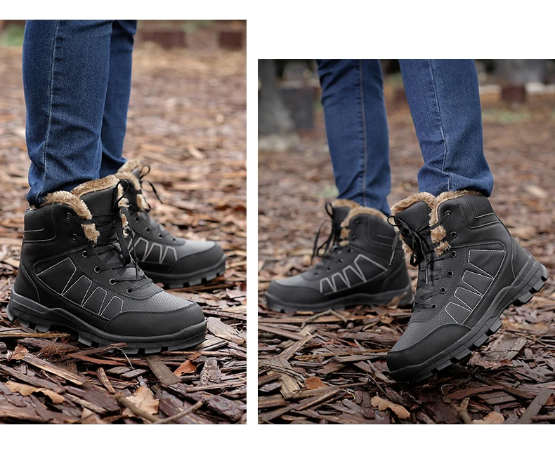 Мужские зимние ботинки зимние теплые ботинки для пешего туризма с мехом размера плюс 39-47 мужские уличные спортивные кроссовки черные коричневые мужские зимние ботинки