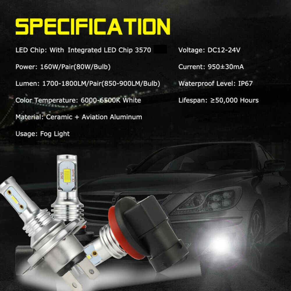 2 шт. H4 HB2 9003 12 V-24 V 160W Автомобильный светодиодный головной светильник противотуманные лампы накаливания Conversion Kit Высокое/ближнего света 10000LM 6000 К вождение автомобиля светильник
