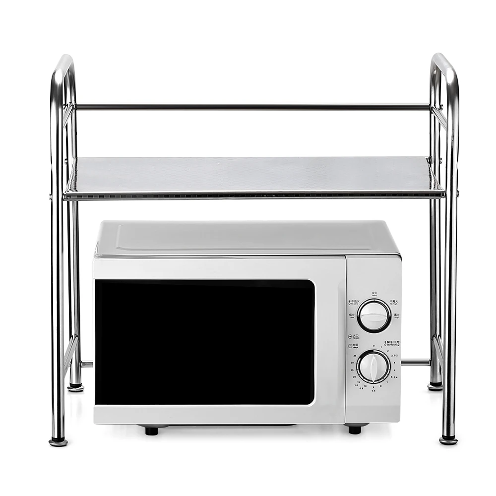 

Multifunctional Storage Rack Stainless Steel Microwave Oven Rack Shelf Spices Jars Storage Organizer Kitchen Counter Holder