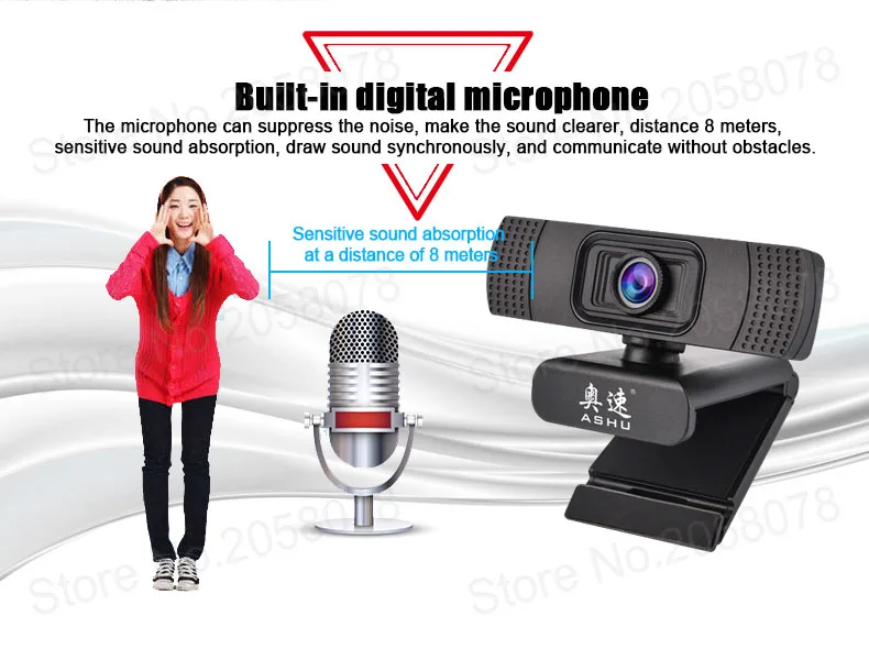 Webcam 1080P,  HDWeb Camera with Built-in HD Microphone 1920 x 1080p USB Plug n Play Web Cam, Widescreen Video