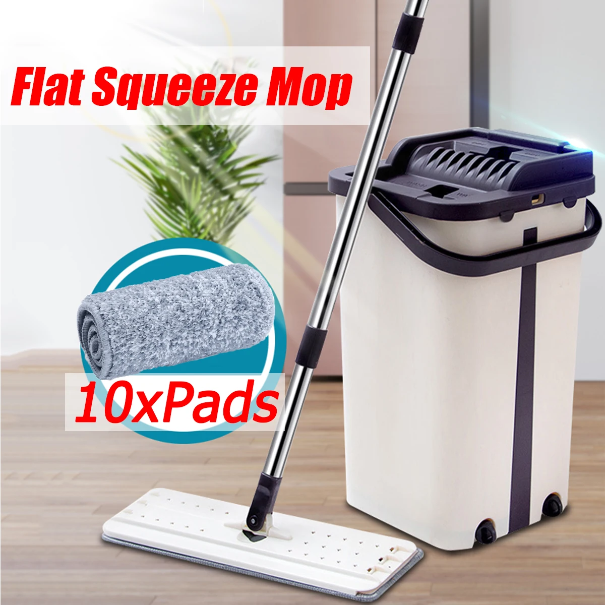

Flat Squeeze Mop Spinning Mops With Bucket Reusable Microfiber Pads Cloth Hand Free Wringing House Floor Cleaning Mops