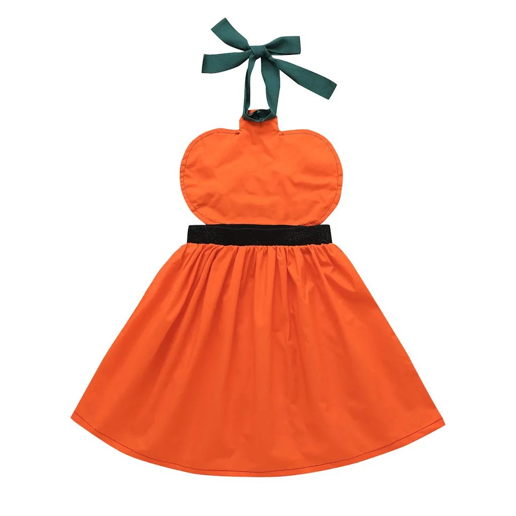Toddler Baby Girls Sleeveless Halloween Cartoon Pumpkin Print Dress Clothes