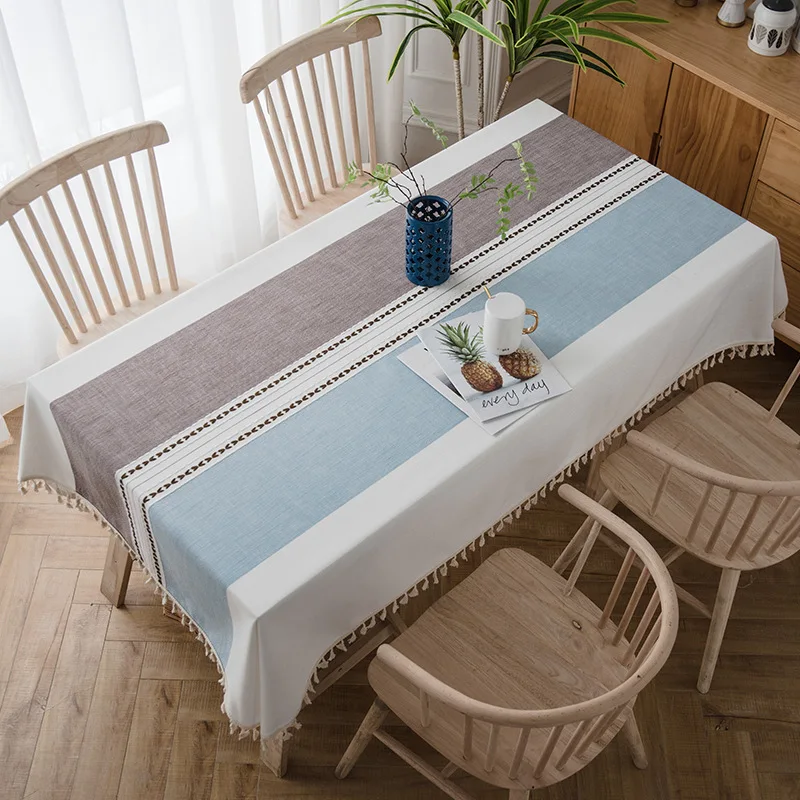 

Tassel Decoration Tablecloth Cotton Linen Cloth Art Dustproof Tablecloth Home Kitchen Western Table Tablecloth