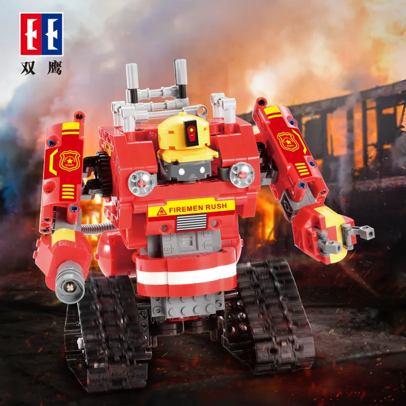 

Double e Cada-c51048 Building Blocks Remote Control Deformation Robot Two-in-One Children Fight Inserted Assembled Building Bloc