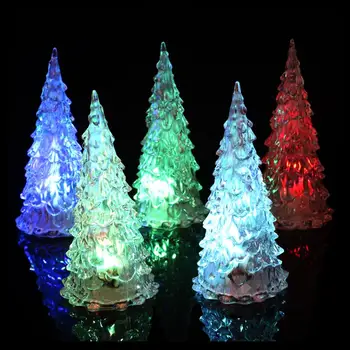 

10Pcs Mini Christmas Tree Decorations Desktop Led Glowing Christmas Tree Decoration Glow Party Supplies