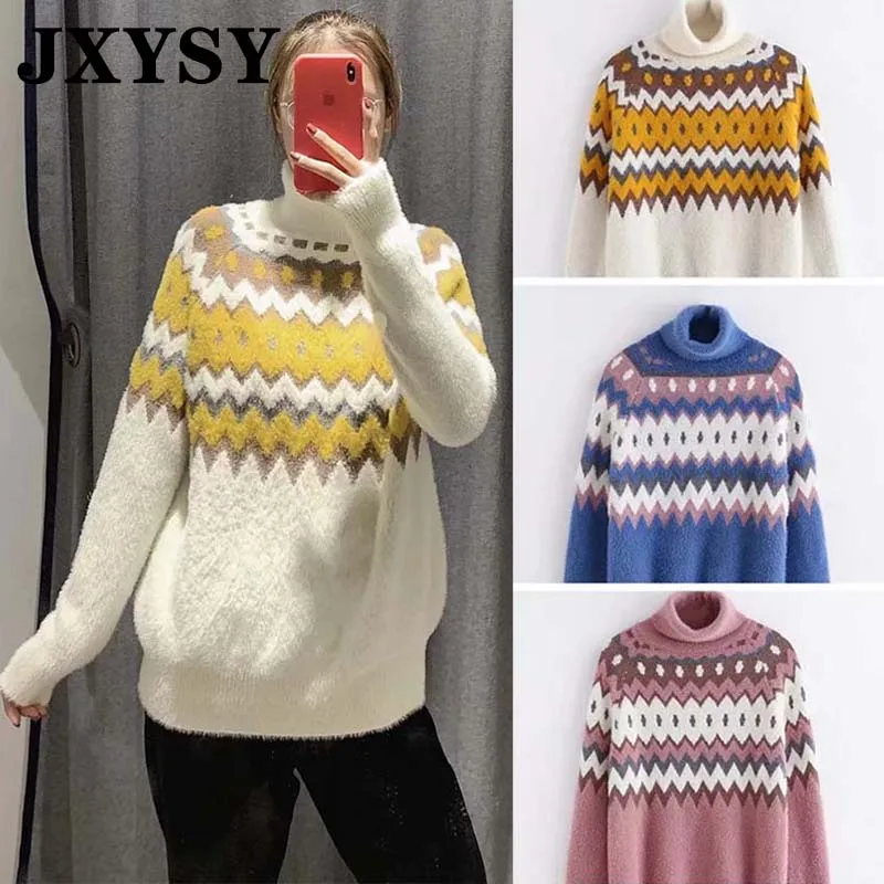 

JXYSY Christmas Sweaters Women Turtleneck Jumpers 2019 Autumn Winter Casual Loose Thuck Warm Women Pullovers Sweaters