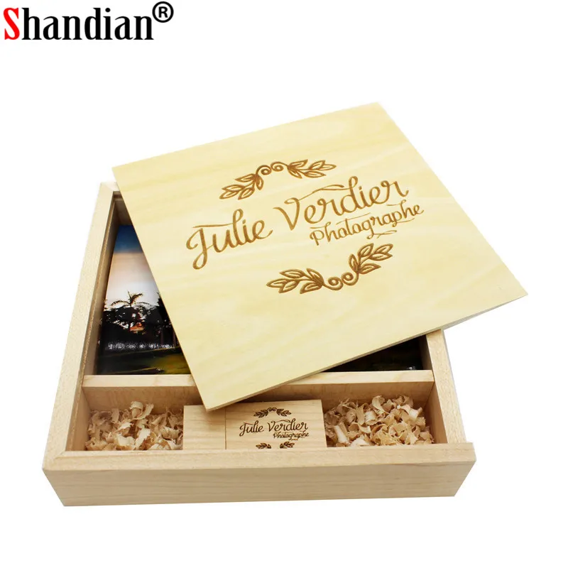Usb флеш накопитель SHANDIAN деревянный с логотипом 4/8/16/32/64 ГБ 170x170x35 мм|wooden usb|card