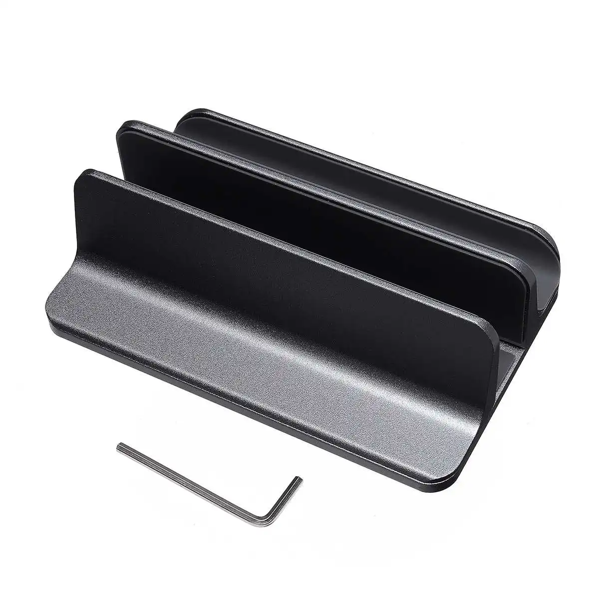 Черный Aluminum Vertical Laptop Stand for Macbook Air Pro 13 15 Desktop Stand Mount with Adjustable Dock Size for Surface Chromebook - Цвет: Черный