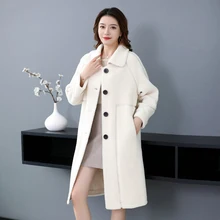 Зимнее женское пальто из искусственного меха, имитация овечьей шерсти, плюшевое уютное пальто, женское однобортное пальто до колена, толстая флисовая одежда