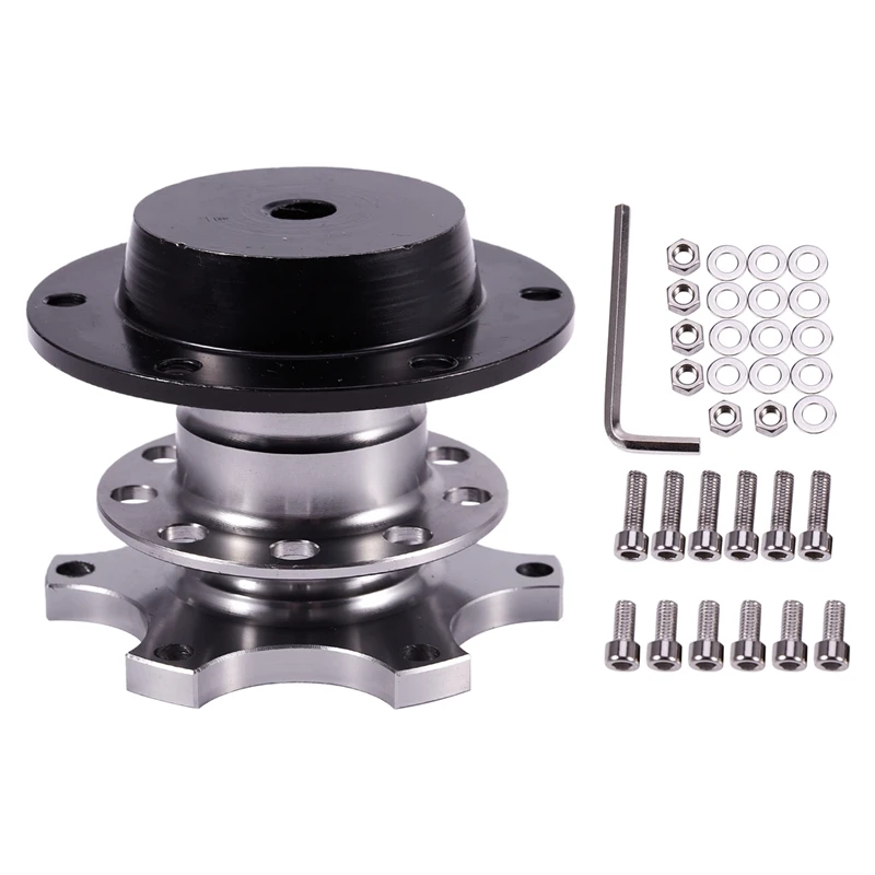 

NEW-Universal Steering Wheel Quick Release Hub Boss Kit Wheel Hub Adapter for 6 Hole Steering Wheel Hub