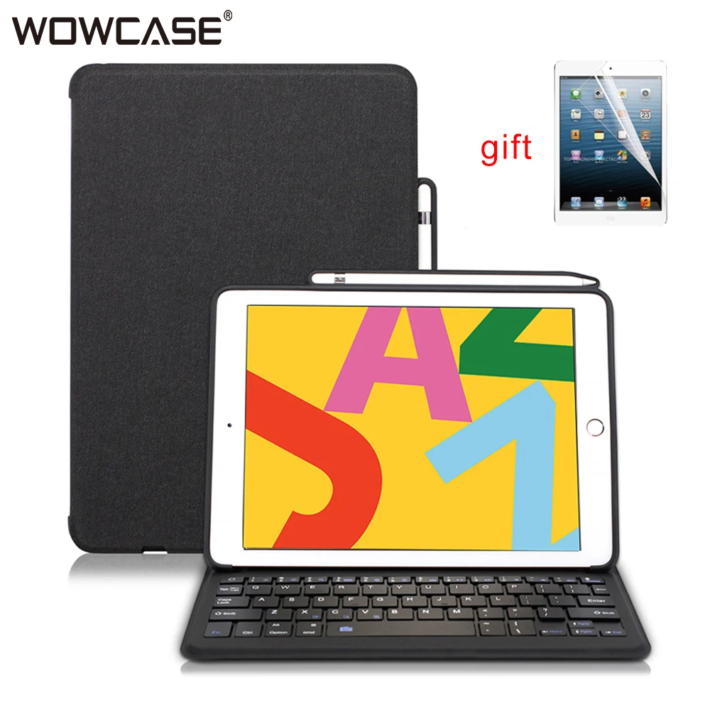 Tablet Case for iPad 10.2 2019 Bluetooth Keyboard with Pencil Holder Flip Smart Cover for iPad 7 7t