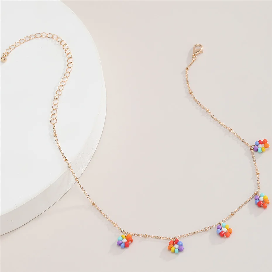 Salircon Korean Flower Choker Necklace for Women Boho Acrylic Clavicle Chain Short Necklaces Fashion Jewelry 2020 Trend