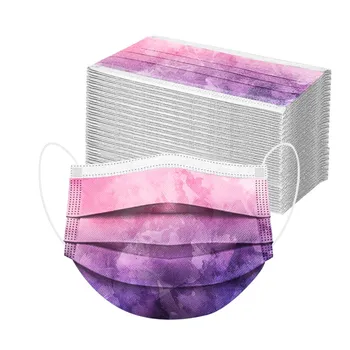 

100pcs Mascarillas Desechables Tie-dye Printing Masque Adulte Mascarilla Estampada Face Mask 3ply Ear Loop Mondmaskers Masque