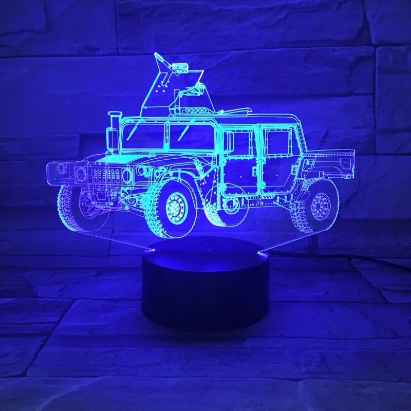 Бронированный автомобиль 3D лампа ночник светодиодный светильник многоцветная вспышка выцветает праздничный реквизит Рождественские подарки для детей мальчик