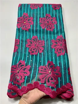 

Latest Green pink Nigerian Lace Fabrics High Quality African Laces Fabric Wedding Cheap African French Tulle Lace Fabric FYIN312