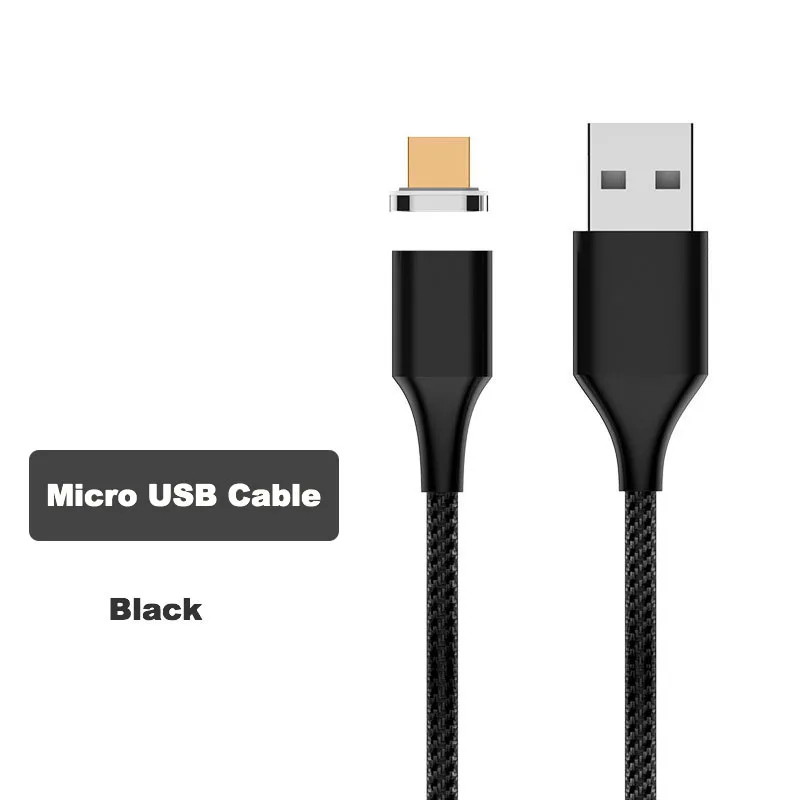 Black For Micro USB Магнитный кабель для быстрой зарядки 3 А для iPhone XS samsung, зарядное устройство для быстрой зарядки 3,0 Micro usb type C, магнитный шнур для зарядки телефона и передачи данных - Цвет: Black For Micro USB