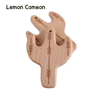 

Baby Montessori Educational Toys 10pc Wooden Cactus Teether Clip pacifier Clip Charm Nursing Necklace Parts Beech Pendant Toy