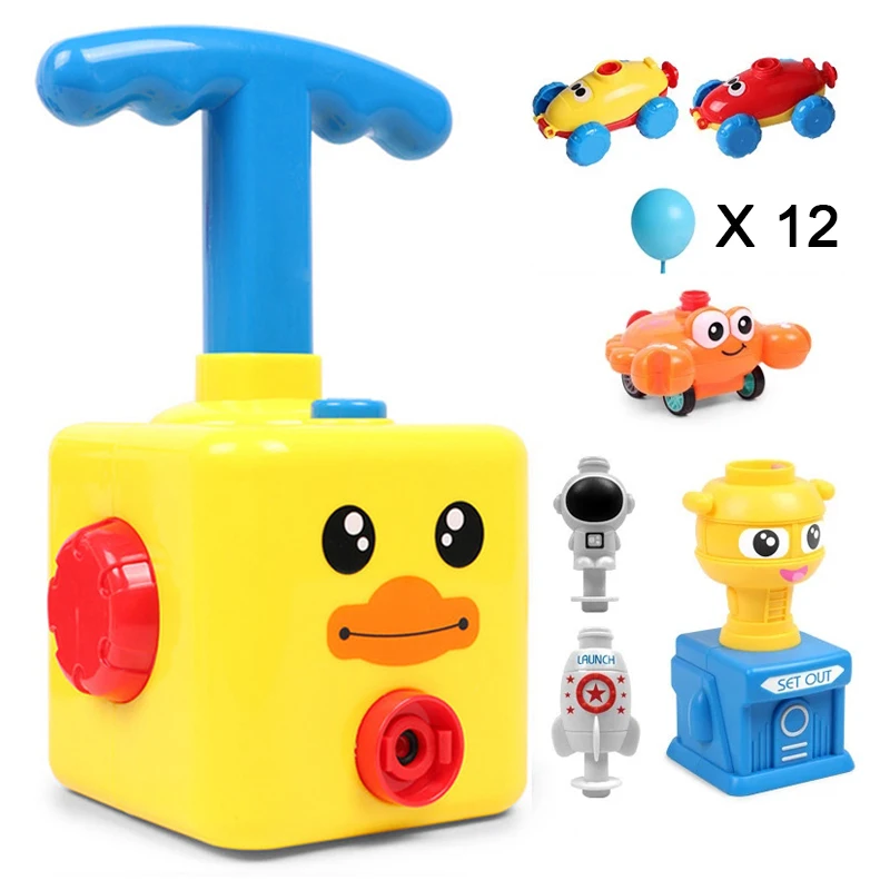 Juguete educativo de coche con globo eléctrico para niños, juguete educativo con torre de lanzamiento, rompecabezas divertido de inercia, globo de aire, coche de ciencia para experimentos