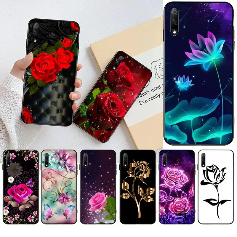 Мягкий Силиконовый ТПУ чехол для телефона HPCHCJHM с цветком розы Huawei Honor 30 20 10 9 8 8x 8c v30