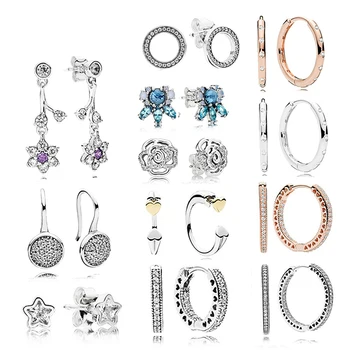 

Chamss 2020 New Authentic 1:1 Luxury Shiny Zircon Rose Gold Earrings Original Charm Female High-quality Fashion Accessories