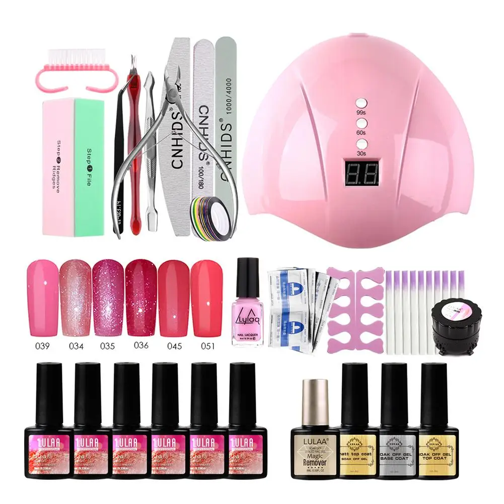 

27PCS/set Nail Gel Varnish Polish Manicure set With UV LED Lamp Electric Nail Drill Machine Manicure tools nail sets gel nail
