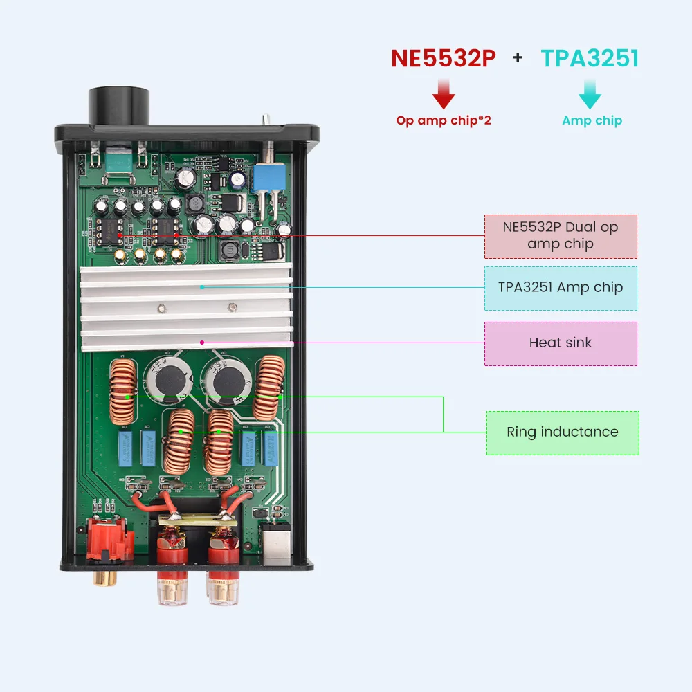 US $46.12 AIYIMA TPA3251 Digital Power Amplifier Home Theater Portable Audio HIFI Mini Amp NE5532 175Wx2 Super TDA7498ETPA3116