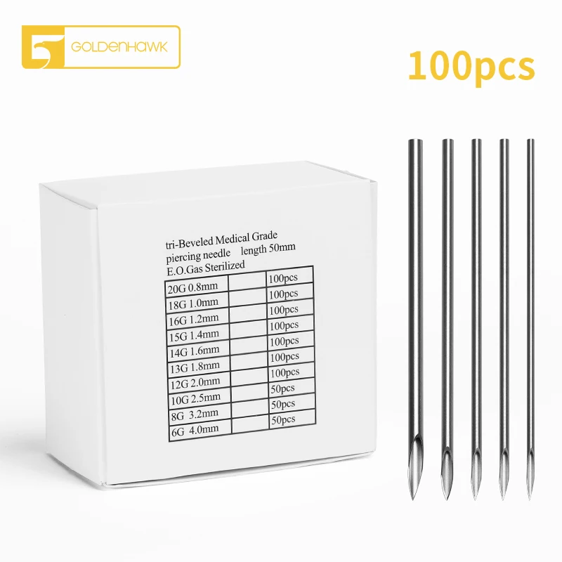 

Одноразовые Иглы для пирсинга 12 г, 14 г, 16 г, 18 г, 20 г, 100 шт.