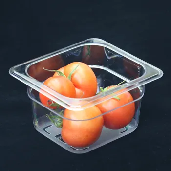 

PC Acrylic Plastic transparent pick up GN pans Visible food square pots Exhibition plate score basin Containers Storage box tray