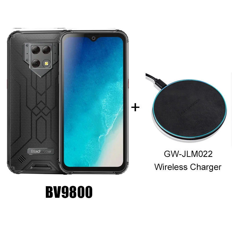 Black Add Charger Blackview BV9800 48MP камера смартфон 6," FHD экран IP68 Водонепроницаемый P70 Android 9,0 6 ГБ+ 128 Гб Беспроводная зарядка для мобильного телефона - Цвет: Black Add Charger