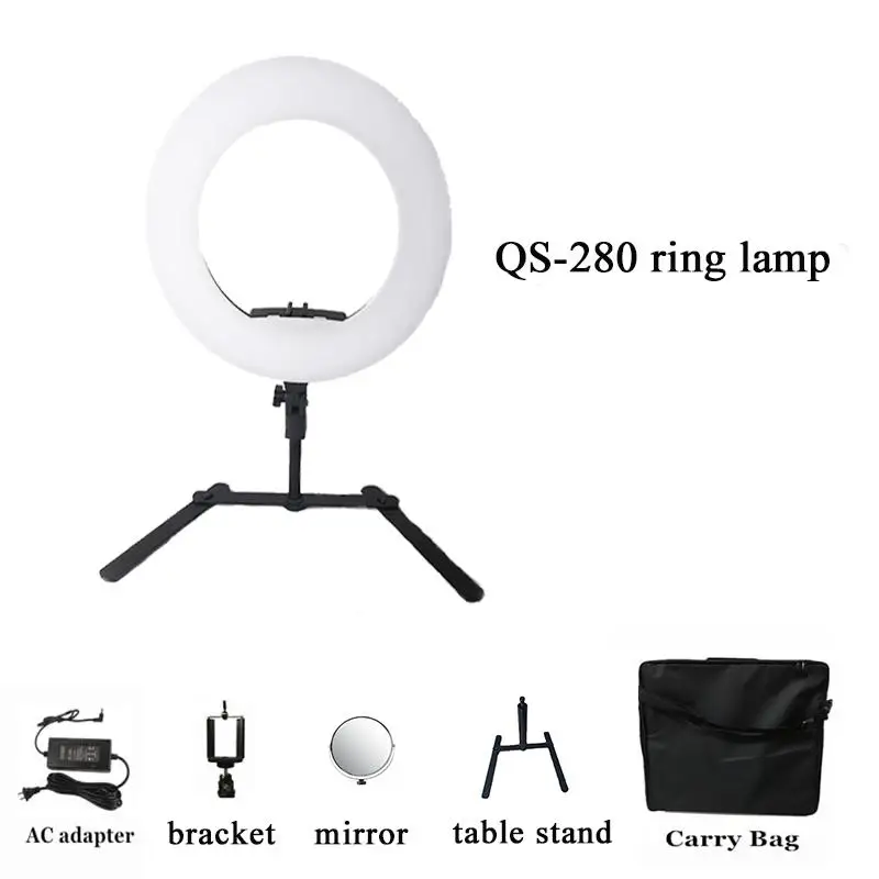 

Yidoblo QS-280 10\" Beauty Ring Light makeup with mirror and Z Table Stand, circular photography light stepless adjustable