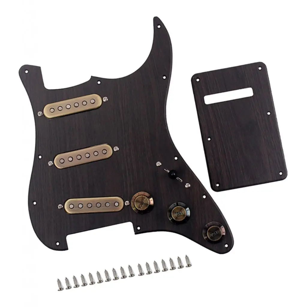 Loaded Alnico V Pickguard Back Cover Set SSS Rosewood for ST Guitar Metal Loaded Alnico V Pickguard Back Cover Set SSS Rosewood for ST Guitar Metal