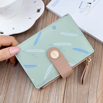 

Women Short Wallet Printed Purse Card Holder Classic Texture Delicate Creative Design Chic Female Soft PU Clutch Card Bags